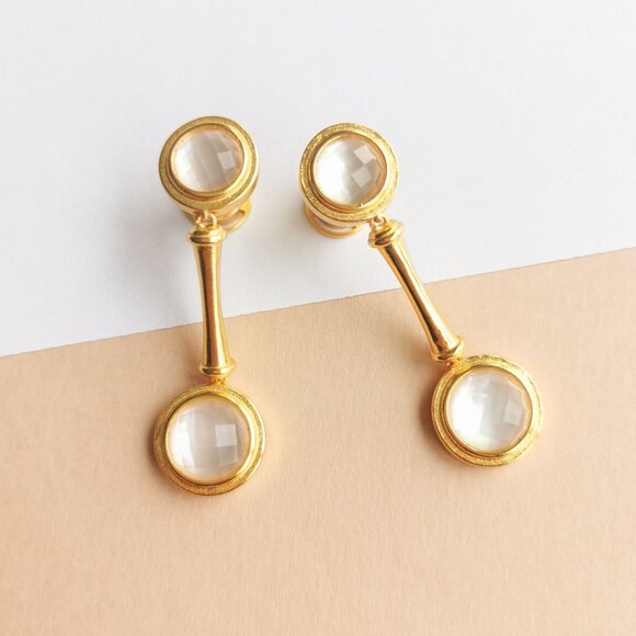 Julie Vos Jewelry - Julie Vos Bamboo Iridescent Clear Crystal Gold Drop Earrings | NEW